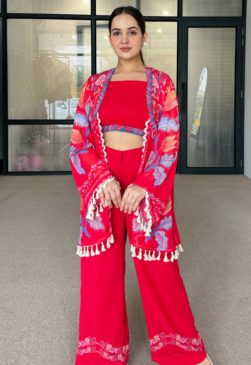 Ayesha Red Festive Fusion Set